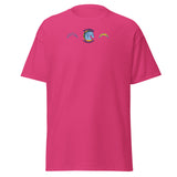 Brandon Chargers Triple Logo Adult Classic Tee by Roll Gear, Heliconia, front view.