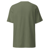 Brandon Chargers Triple Logo Adult Classic Tee by Roll Gear, Military Green, back view.