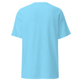 Brandon Chargers Triple Logo Adult Classic Tee by Roll Gear, Sky, back view.
