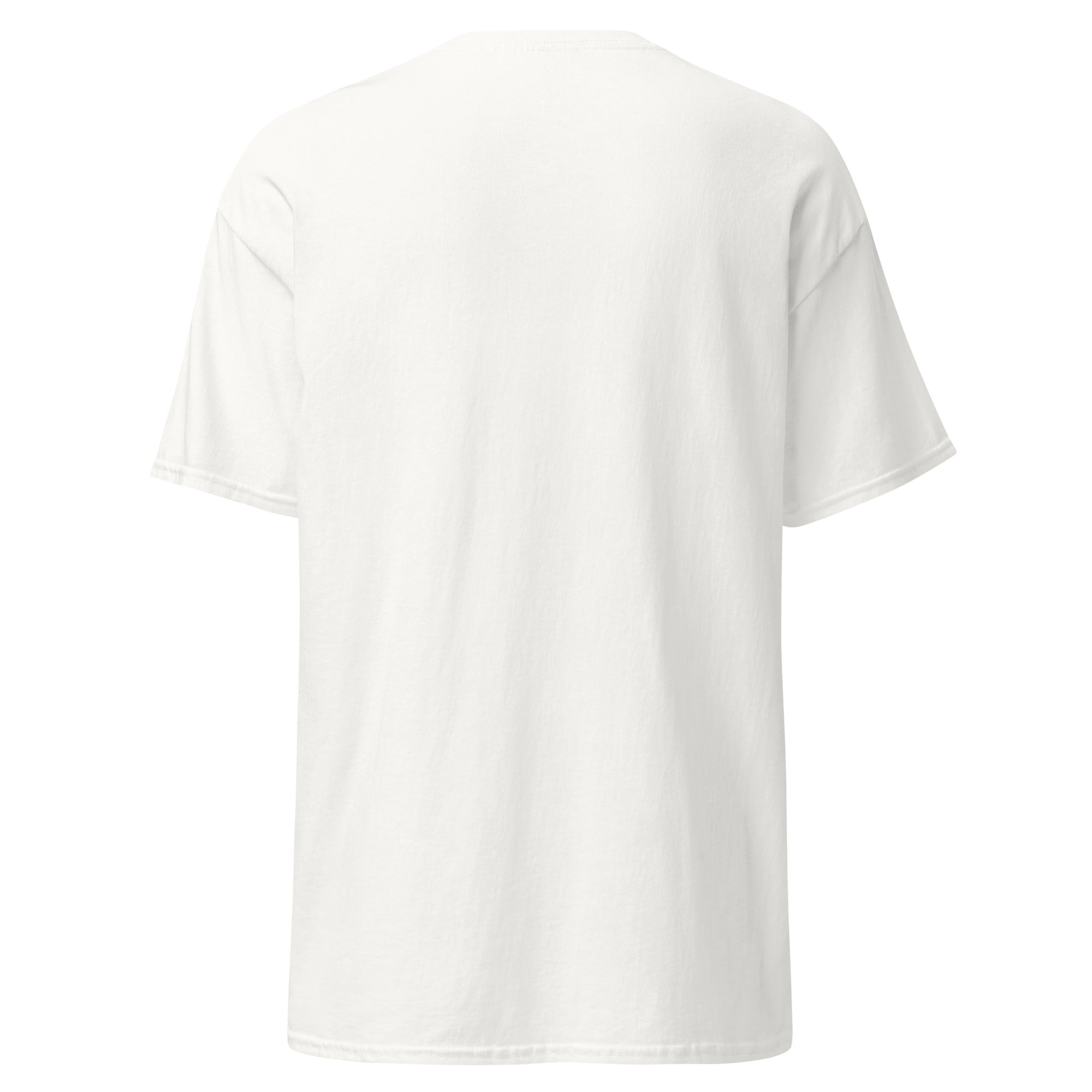 Brandon Chargers Triple Logo Adult Classic Tee by Roll Gear, White, back view.