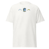 Brandon Chargers Triple Logo Adult Classic Tee by Roll Gear, White, front view.