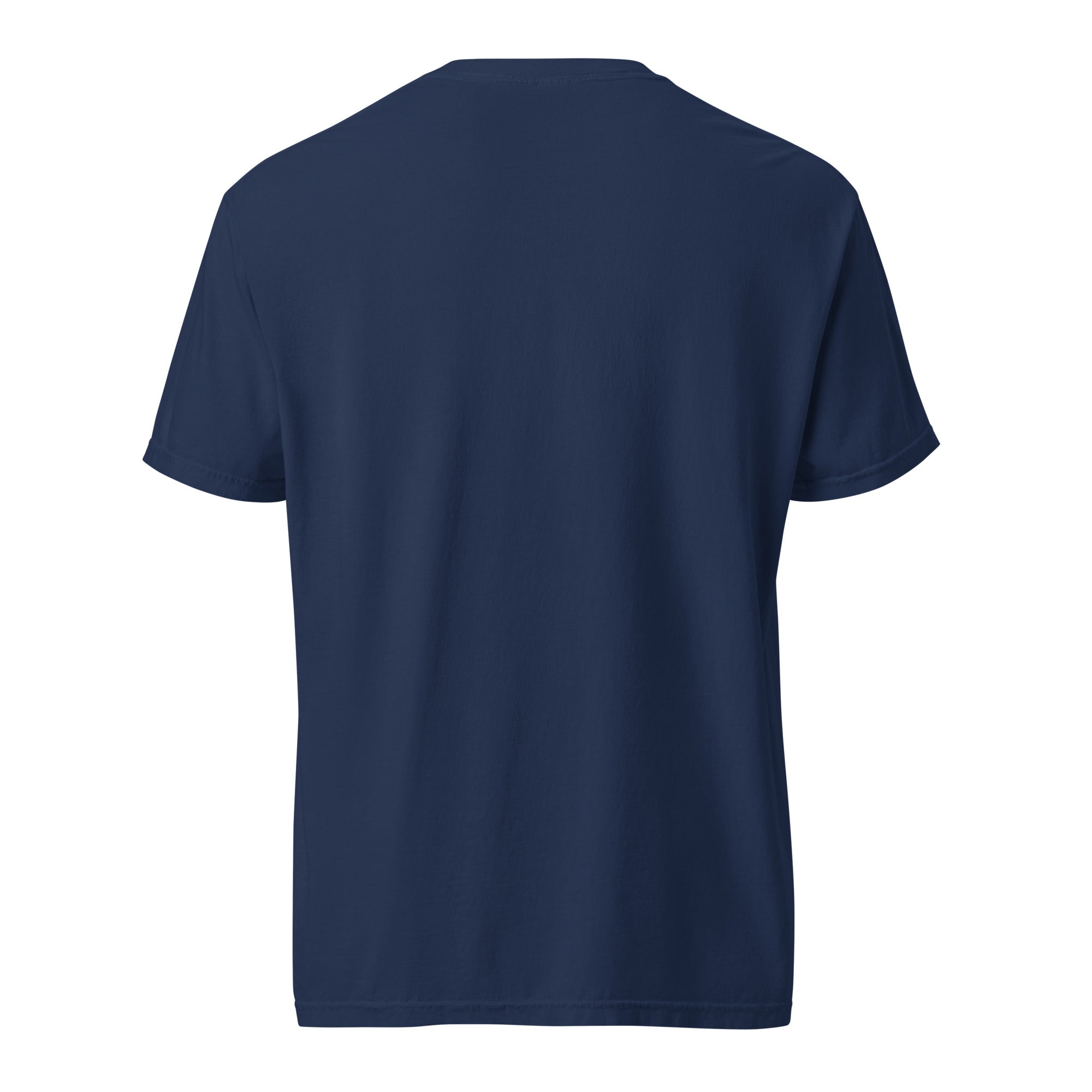 Brandon Chargers Triple Logo Adult Unisex Tee by Roll Gear, True Navy, back view.