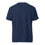 Brandon Chargers Triple Logo Adult Unisex Tee by Roll Gear, True Navy, back view.