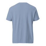 Brandon Chargers Triple Logo Adult Unisex Tee by Roll Gear, Washed Denim, back view.