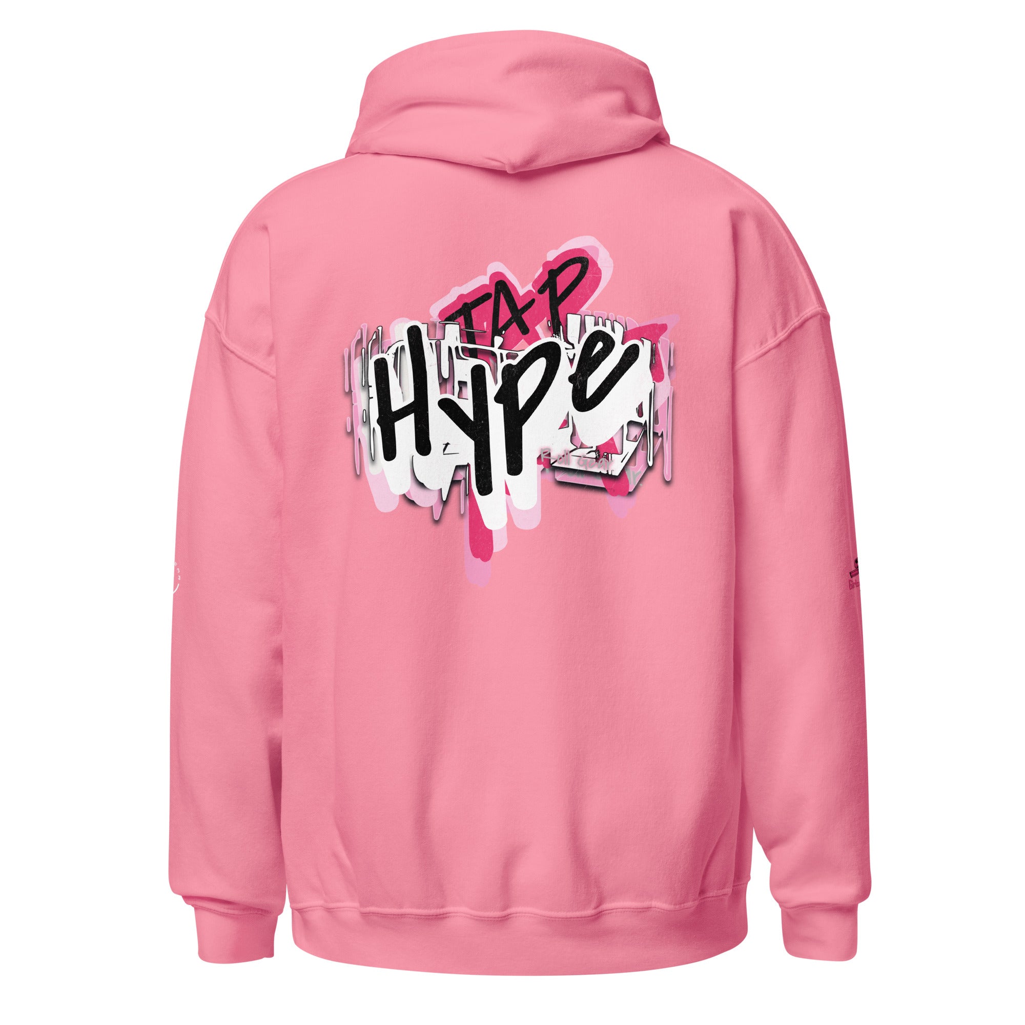 Roll Gear Tap Hype Hoodie - Pink Print - Girls on the Mat, back view.