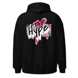 Roll Gear Tap Hype Hoodie - Pink Print - Girls on the Mat - Black, back view.