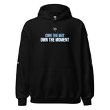 Roll Gear Tap Hype Hoodie - Blue Print - Black, front view.