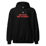 Roll Gear Tap Hype Hoodie - Red Print - Black, front view.