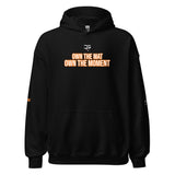 Roll Gear Tap Hype Hoodie - Orange Print - Black, front view.