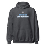 Roll Gear Tap Hype Hoodie - Blue Print - Dark Heather, front view.