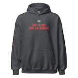 Roll Gear Tap Hype Hoodie - Red Print - Dark Heather, front view.