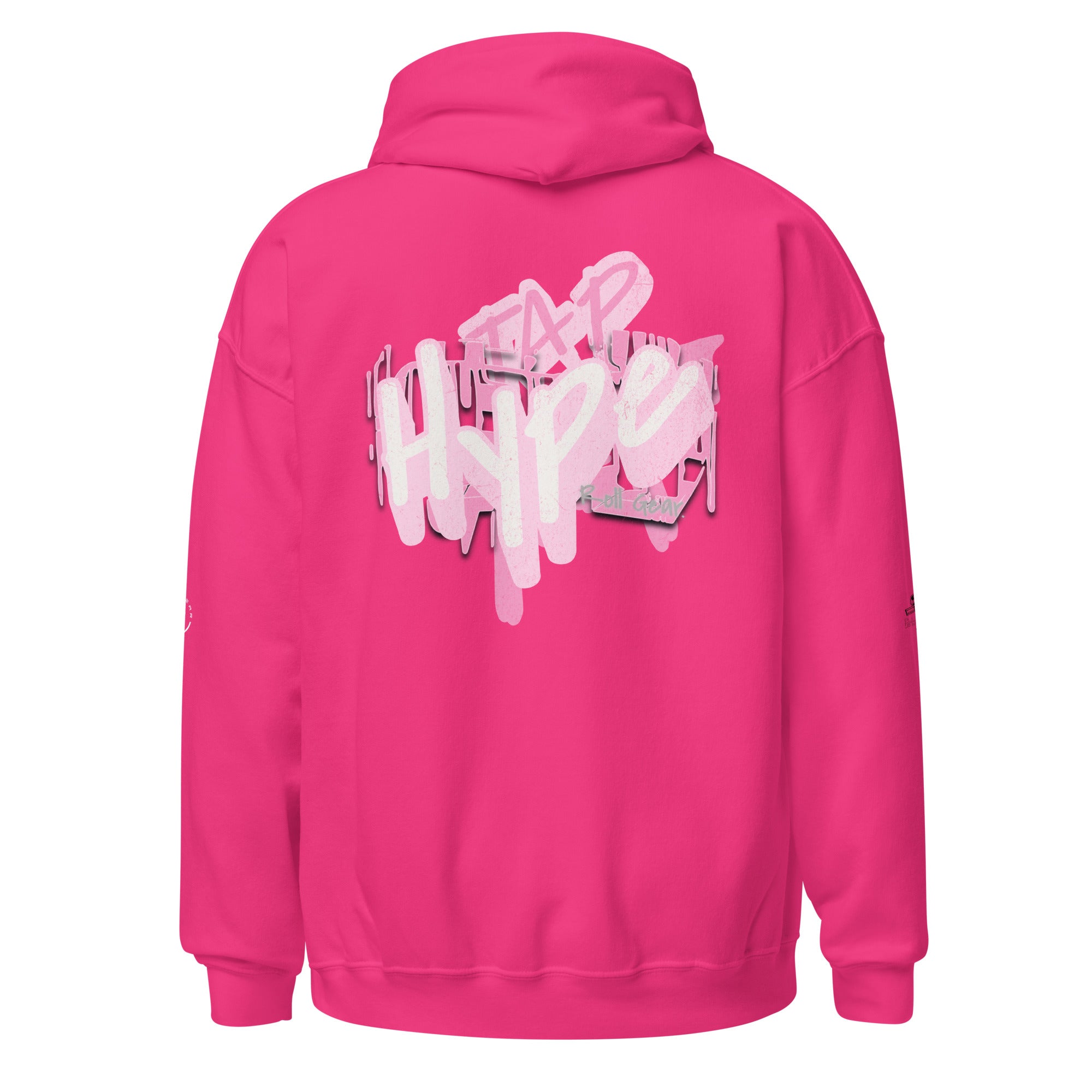 Roll Gear Tap Hype Hoodie - White Print - Girls on the Mat, back view.