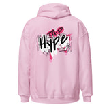 Roll Gear Tap Hype Hoodie - Pink Print - Girls on the Mat - Light Pink, back view.