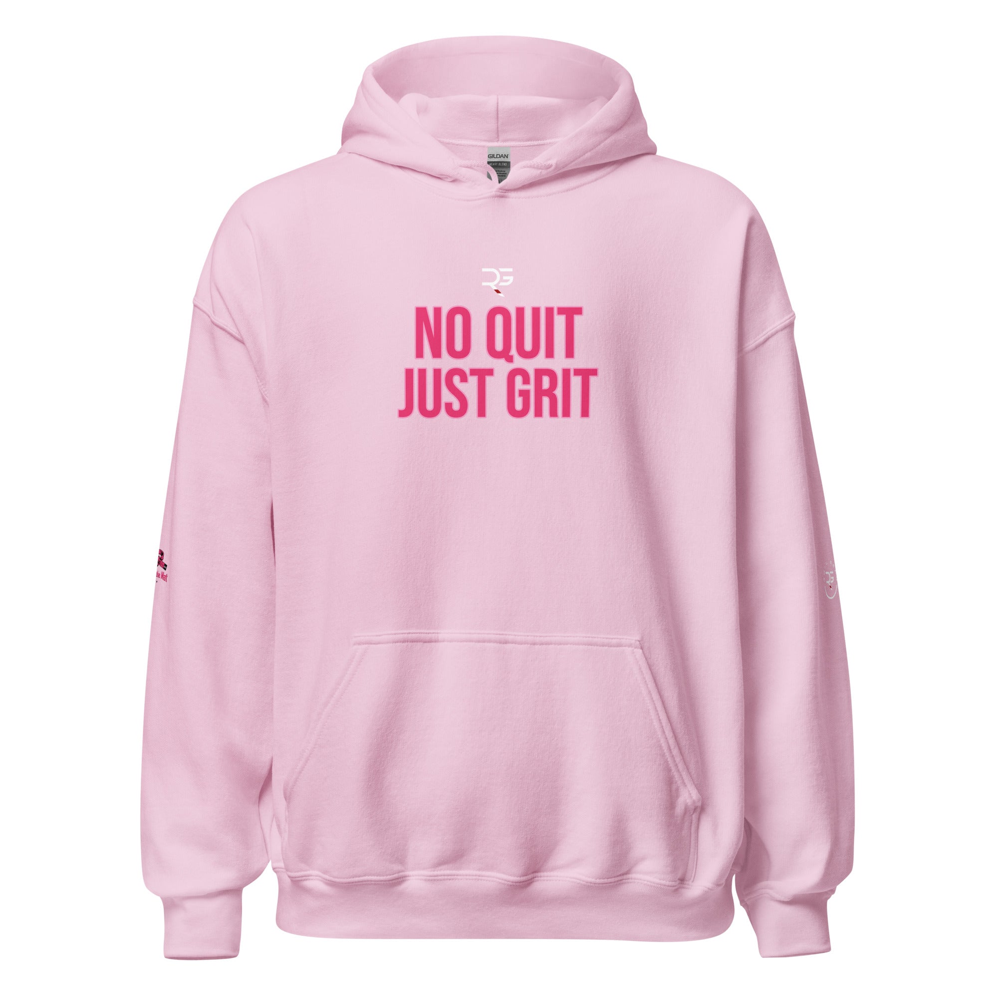 Roll Gear Tap Hype Hoodie - Pink Print - Girls on the Mat - Light Pink, front view.