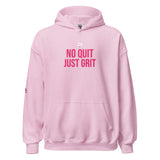 Roll Gear Tap Hype Hoodie - Pink Print - Girls on the Mat - Light Pink, front view.