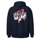 Roll Gear Tap Hype Hoodie - Pink Print - Girls on the Mat - Navy, back view.