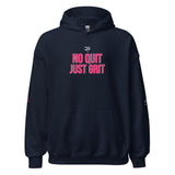 Roll Gear Tap Hype Hoodie - Pink Print - Girls on the Mat - Navy, front view.
