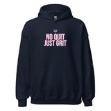 Roll Gear Tap Hype Hoodie - White Print - Girls on the Mat - Navy, front view.