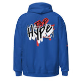 Roll Gear Tap Hype Hoodie - Red Print - Royal, back view.