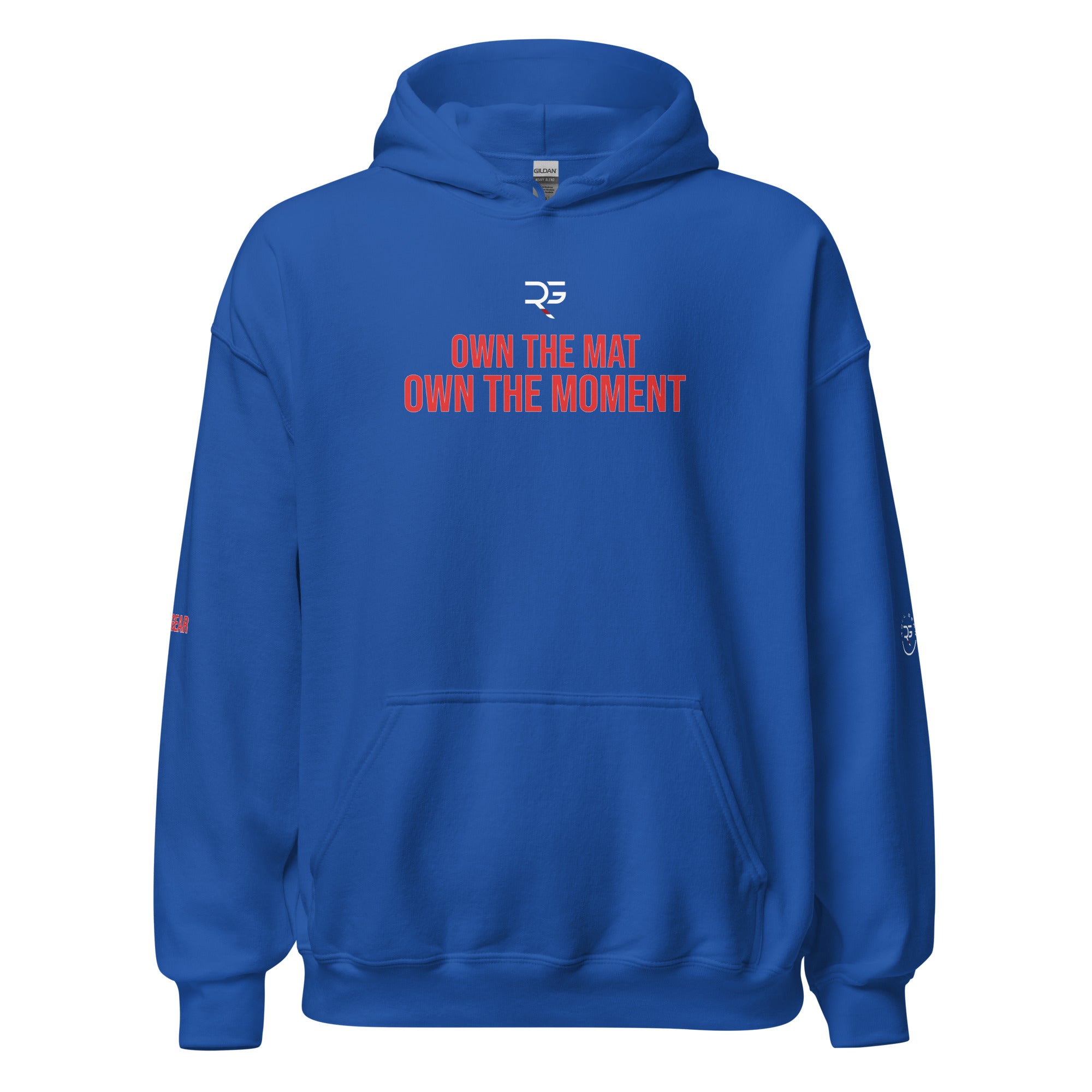Roll Gear Tap Hype Hoodie - Red Print - Royal, front view.