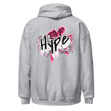 Roll Gear Tap Hype Hoodie - Pink Print - Girls on the Mat - Sport Grey, back view.