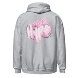 Roll Gear Tap Hype Hoodie - White Print - Girls on the Mat - Sport Grey, back view.