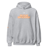 Roll Gear Tap Hype Hoodie - Orange Print - Sport Grey, front view.