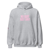 Roll Gear Tap Hype Hoodie - White Print - Girls on the Mat - Sport Grey, front view.