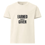 Roll Gear "Earned Not Given" Oversized BJJ Lifestyle T-Shirt – vintage white, front view.