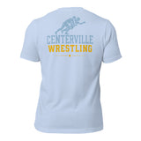 Centerville Wrestling DTG Team T-Shirt, Baby Blue, back view.