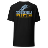 Centerville Wrestling Team T-Shirt, Black, back view.