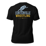 Centerville Wrestling DTG Team T-Shirt, Black, back view.