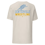 Centerville Wrestling Team T-Shirt, Heather Dust, back view.