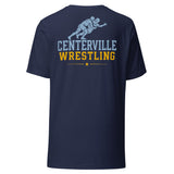 Centerville Wrestling Team T-Shirt, Navy, back view.