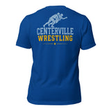 Centerville Wrestling DTG Team T-Shirt, True Royal, back view.