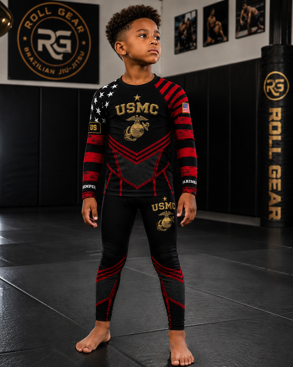Roll Gear Kids Marines Dress Blues Long Sleeve Rash Guard, product image 2.