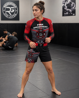 Roll Gear Women's Fire Department Edition Rash Guard - Red, Black & Smoke Grey, product view.