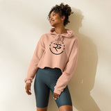 Roll Gear Women's Crop Hoodie – Girls on the Mat, Peach, front view.