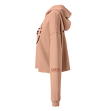Roll Gear Women's Crop Hoodie – Girls on the Mat, Peach, left side view.