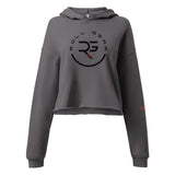 Roll Gear Women's Crop Hoodie – Girls on the Mat, Storm, front view.