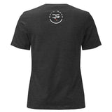 Roll Gear Women's Earned Not Given Motivational T-Shirt, Dark Grey Heather, back view.