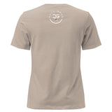 Roll Gear Women's Earned Not Given Motivational T-Shirt, Heather Stone, back view.