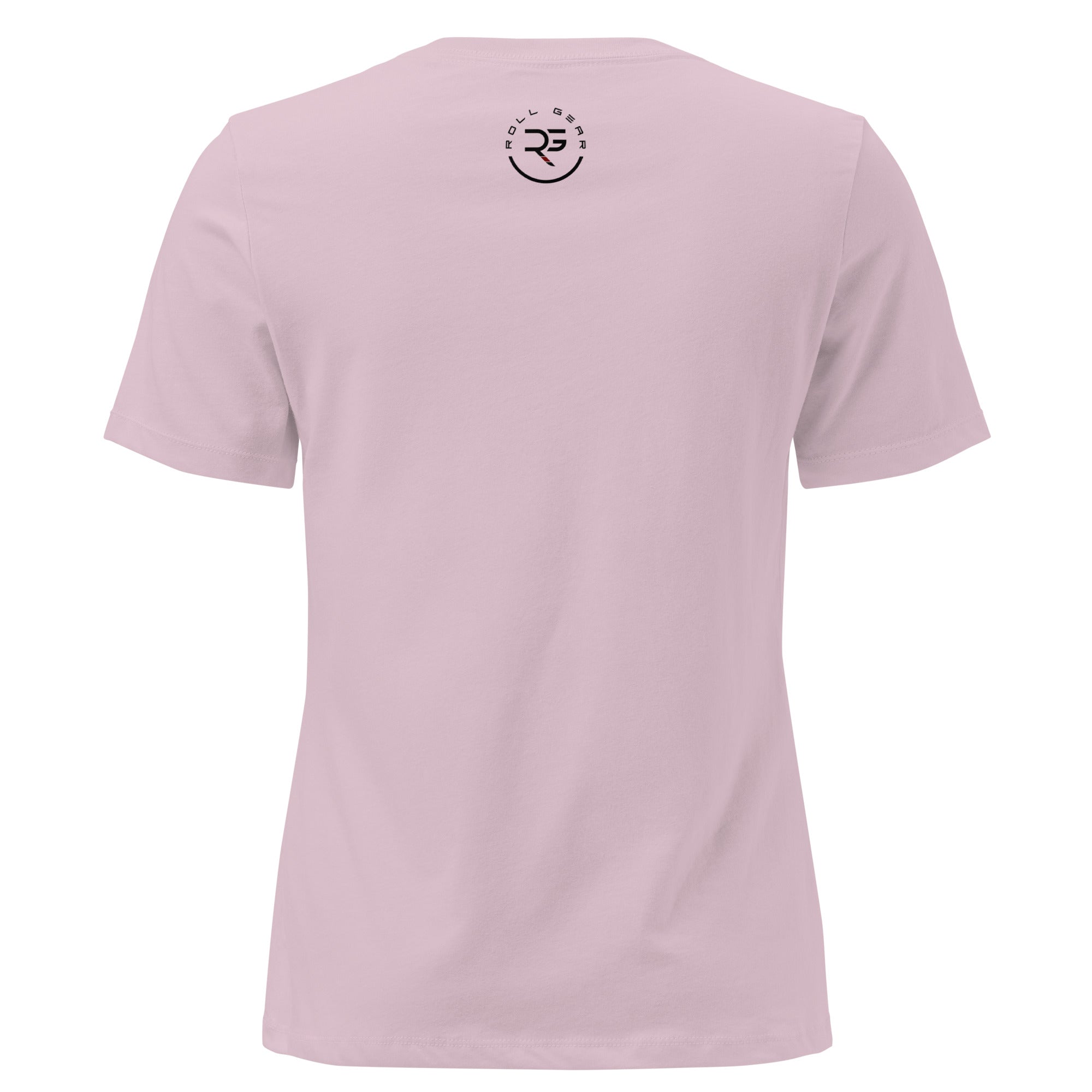 Roll Gear BJJ Graphic Tee - Women's Relaxed Fit, Light Violet, back view.