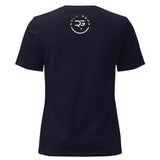 Roll Gear Women's Earned Not Given Motivational T-Shirt - Navy, back view.