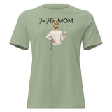 Green t-shirt with 'Jiu Jitsu Mom' text and graphic on a white background