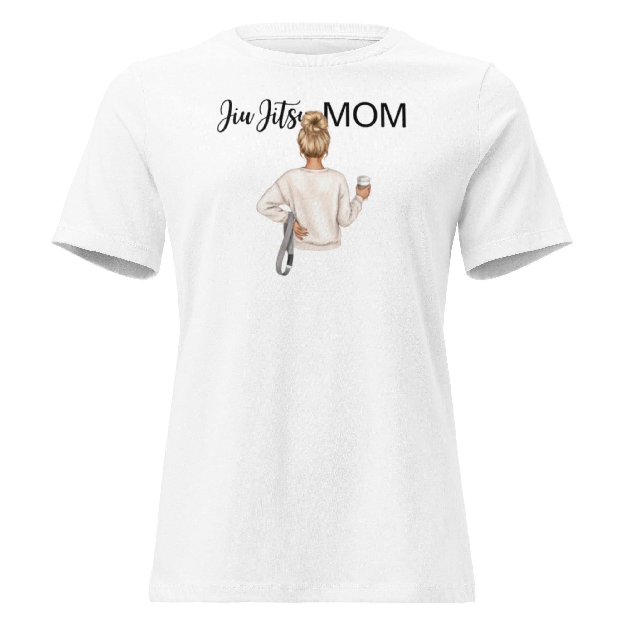 Roll Gear BJJ Graphic Tee - Women's Relaxed Fit, White, front view.
