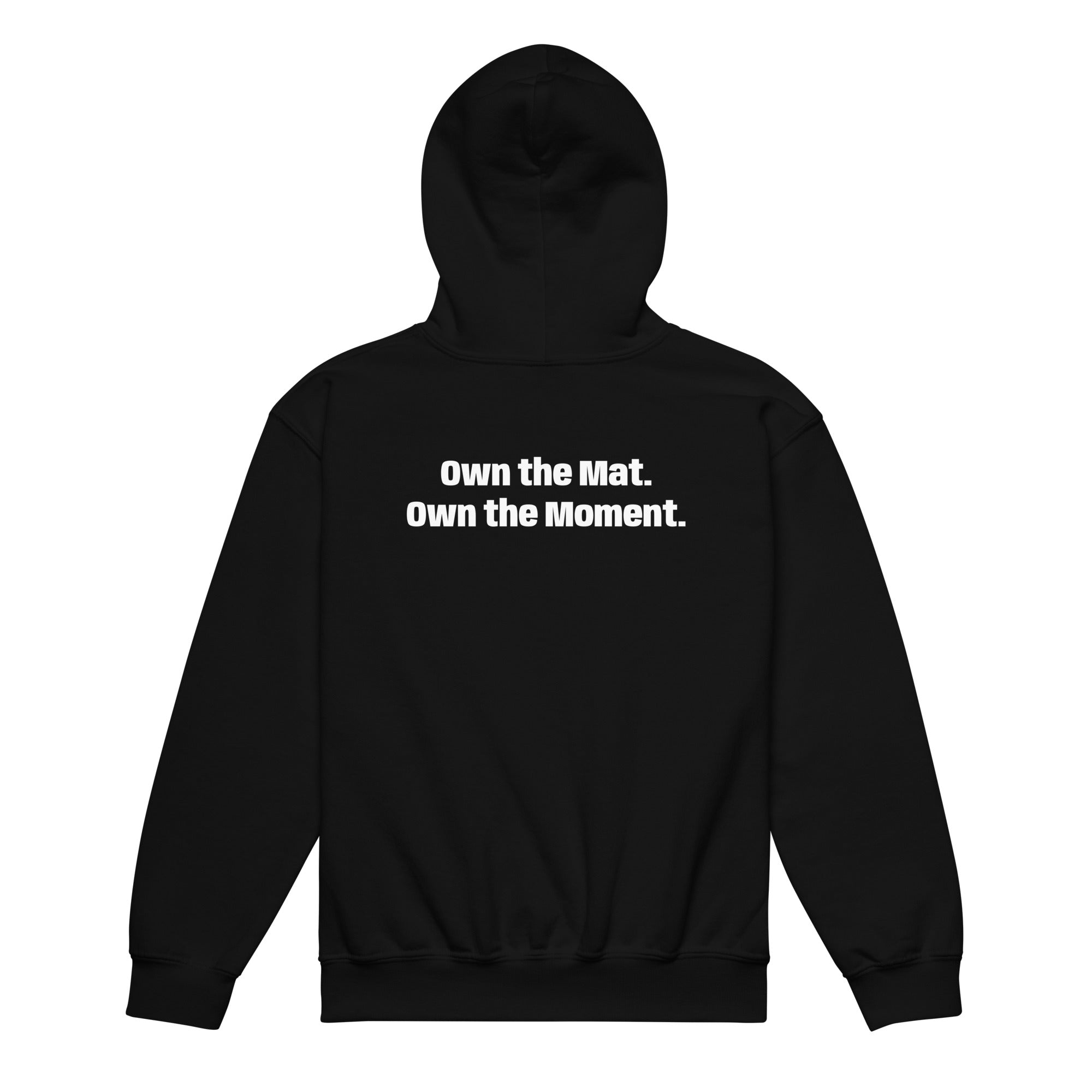 Roll Gear Youth Heavy Blend Hoodie – Black, back view.