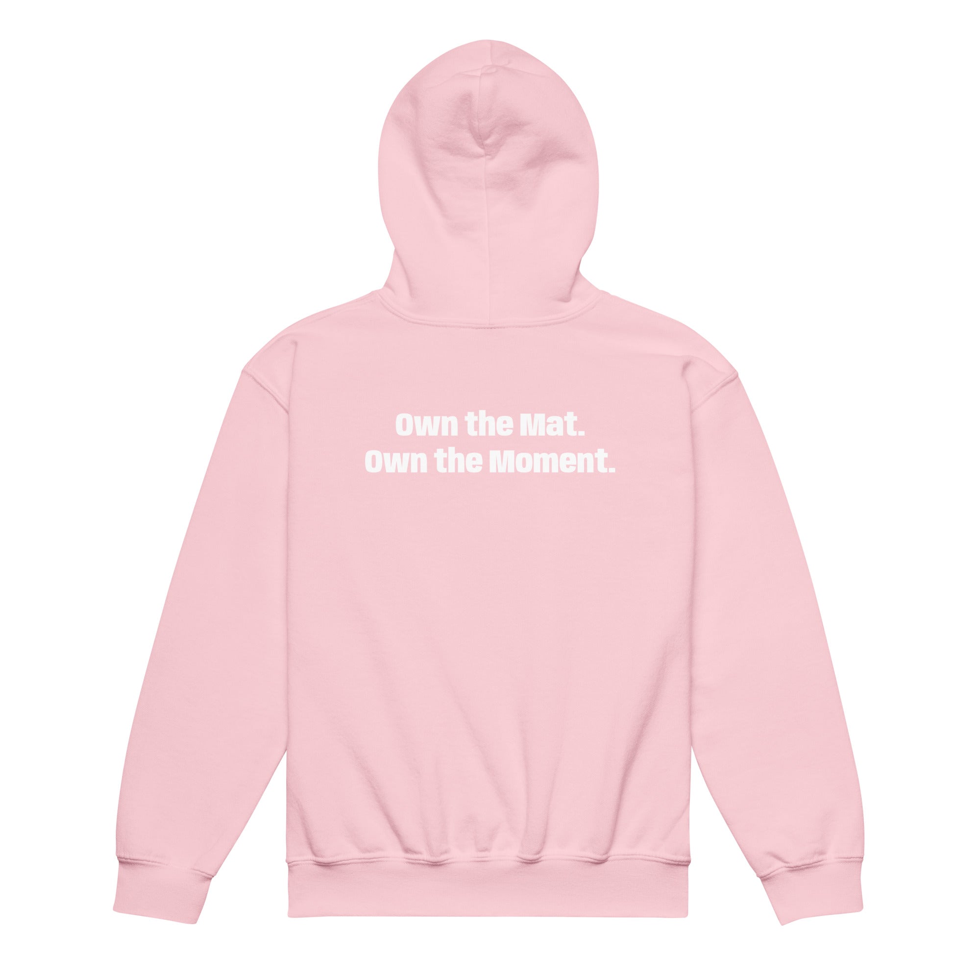 Roll Gear Youth Heavy Blend Hoodie – Light Pink, back view.
