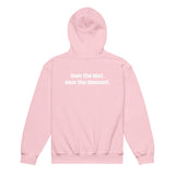 Roll Gear Youth Heavy Blend Hoodie – Light Pink, back view.
