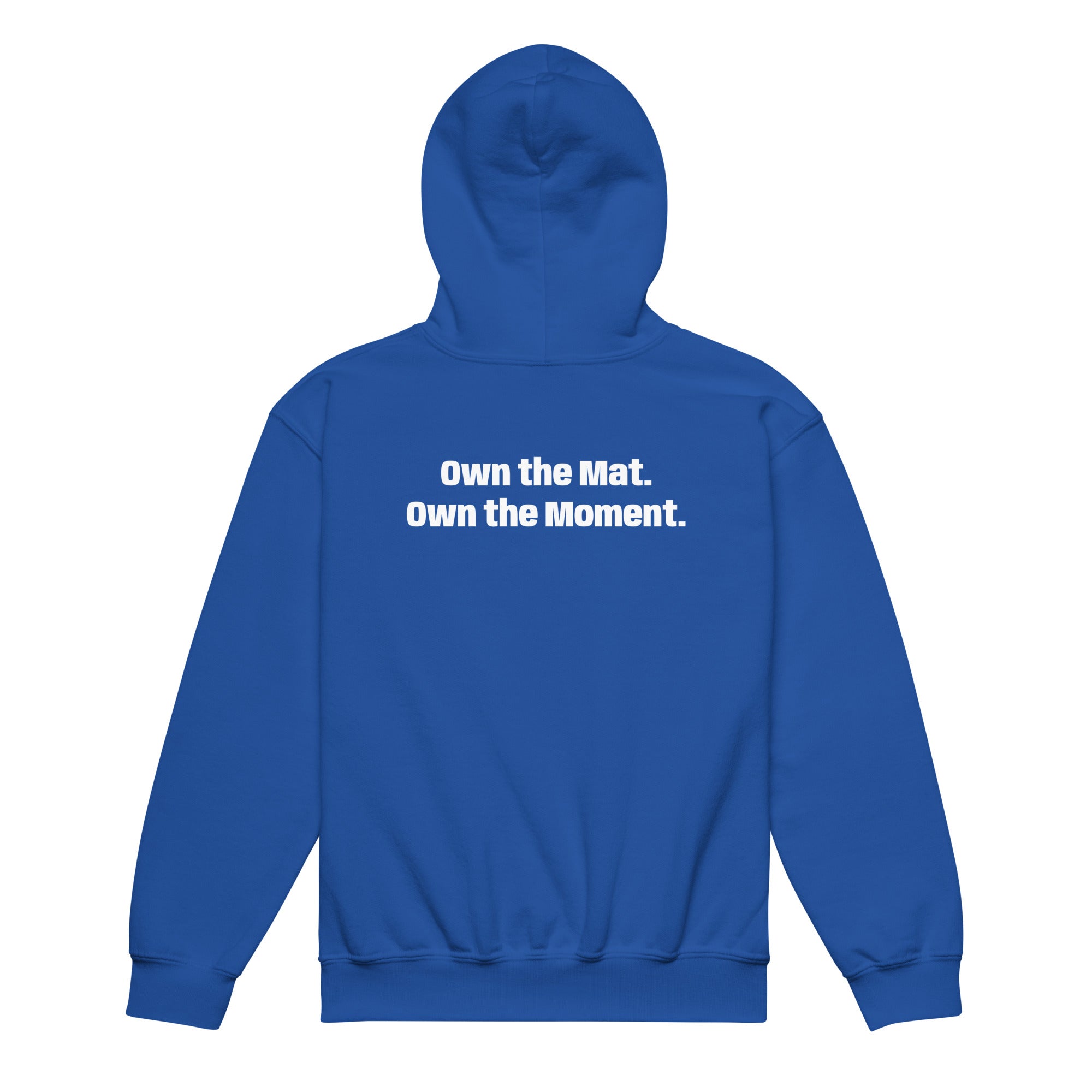 Roll Gear Youth Heavy Blend Hoodie – Royal, back view.